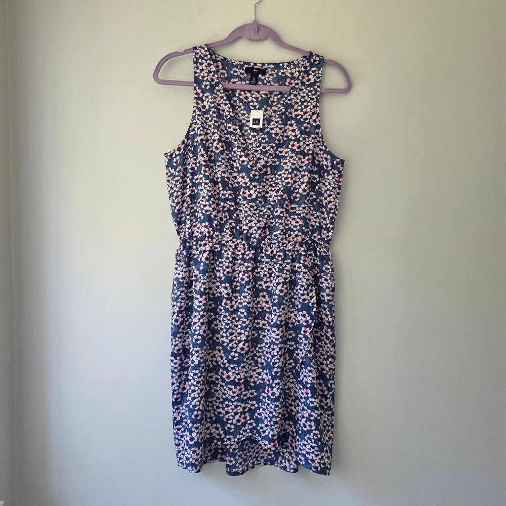 GAP Floral Wrap Dress | Medium | Lined Elastic Waist Pull Over Sleeveless NWT